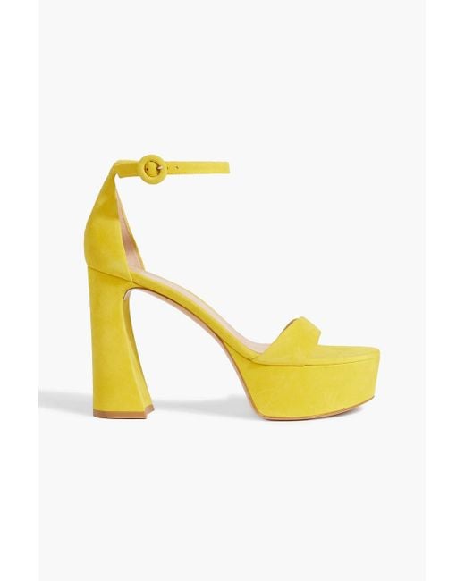 Gianvito Rossi Yellow Holly Suede Platform Sandals