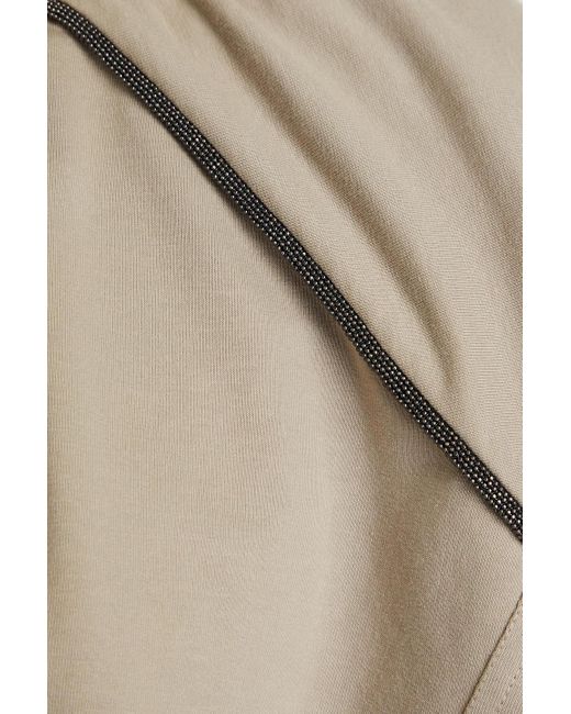 Brunello Cucinelli Natural Bead-embellished French Cotton-blend Terry Sweatshirt