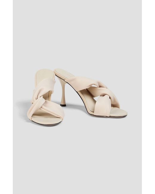 STUDIO AMELIA White Loop 90 Twisted Woven Mules
