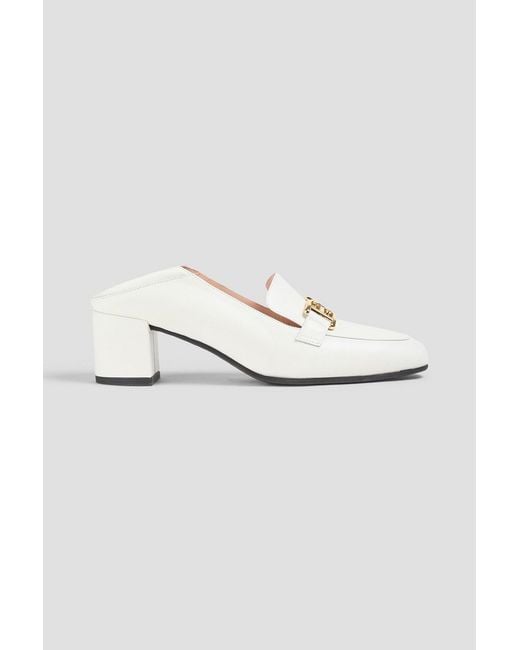 Bally White Bekla 50 Embellished Leather Collapsible-Heel Pumps