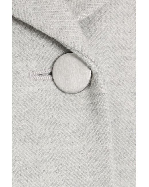 Theory White Cropped Herringbone Knitted Jacket