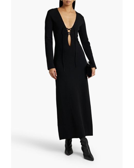 Altuzarra Black Lace-up Stretch-knit Maxi Dress
