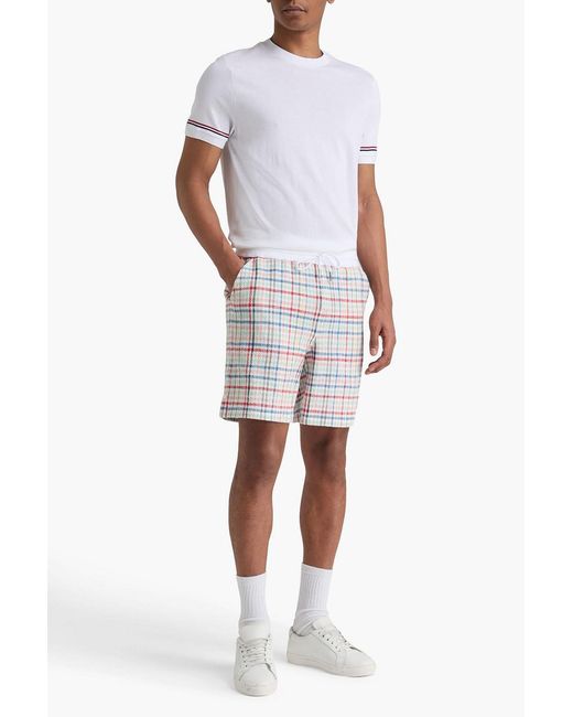 Thom Browne Blue Gingham Cotton-Blend Tweed Shorts for men
