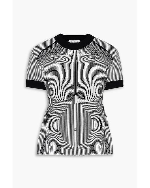 Jean Paul Gaultier Gray Trompe L'oeil Striped Jacquard-knit T-shirt