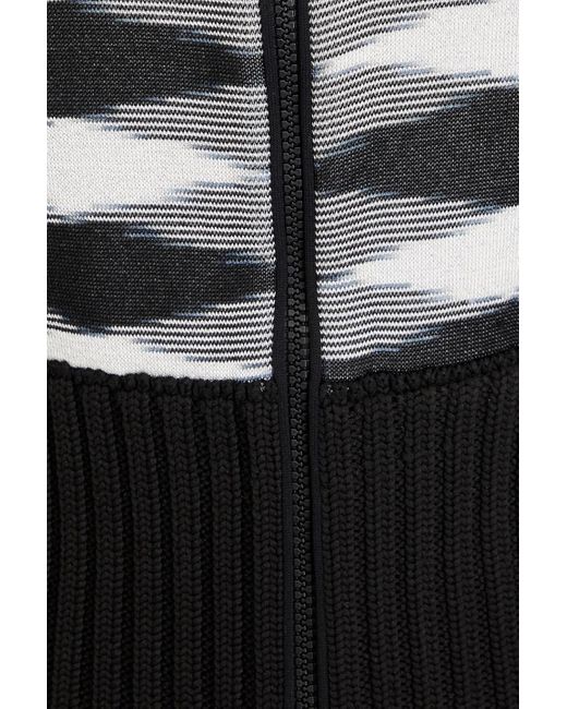 Missoni Black Space-dyed Crochet And Ribbed-knit Zip-through Sweater