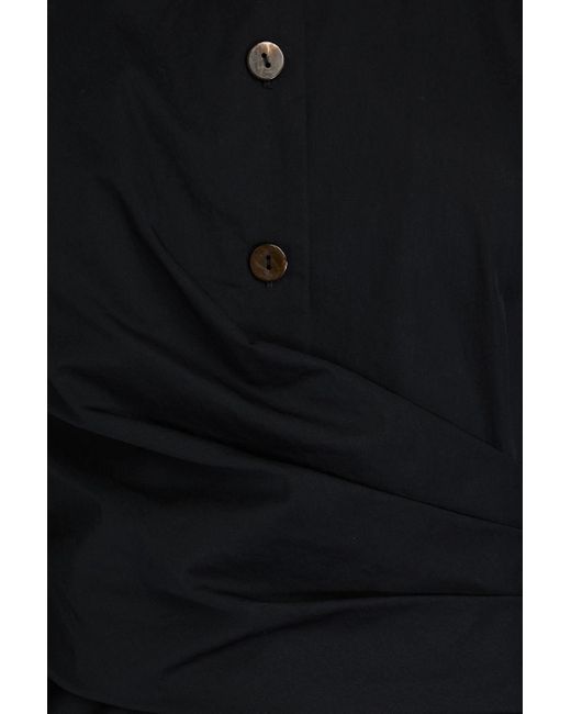 Tory Burch Black Hemdkleid aus baumwollpopeline mit falten in midilänge