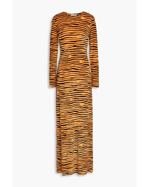 Rabanne Metallic Tiger-Print Devoré-Velvet Maxi Dress