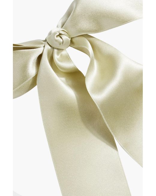 Jennifer Behr White Darla Silk-Satin Bow Hair Clip