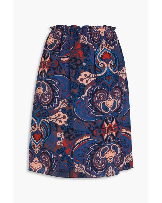 See By Chloé Blue Paisley-print Silk Crepe De Chine Skirt