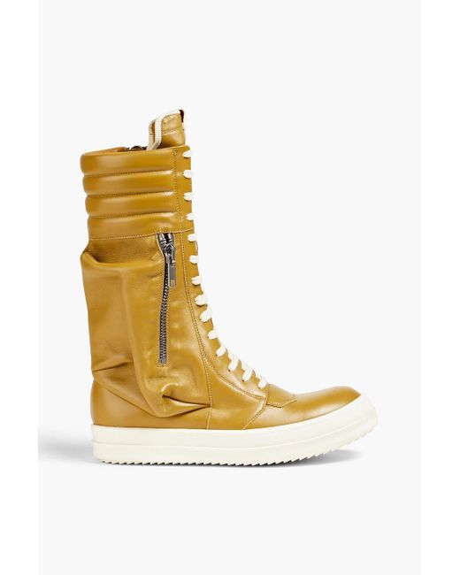 Rick Owens Yellow Leather High-top Sneakers