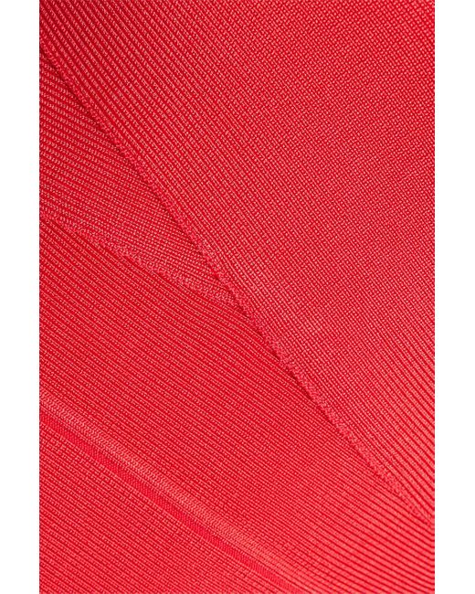 Hervé Léger Red Bandage Midi Dress