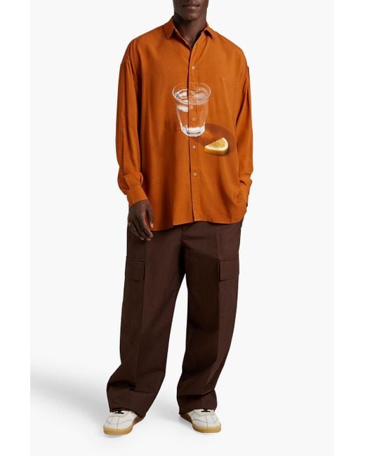 Jacquemus Orange Printed Crepe Shirt for men