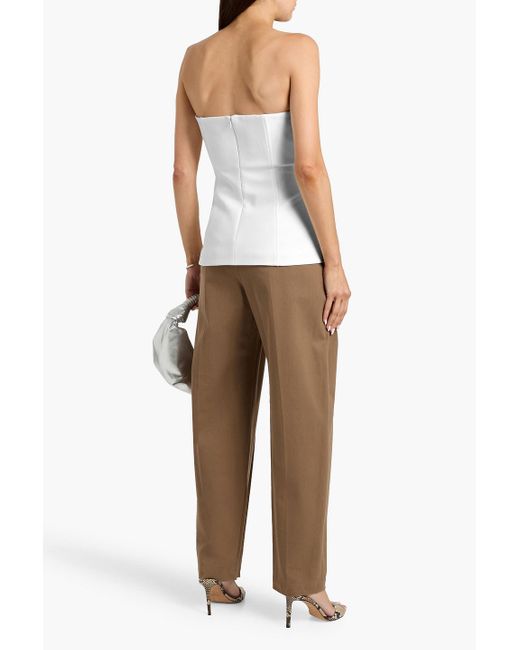 Veronica Beard White Forman Strapless Crepe Top