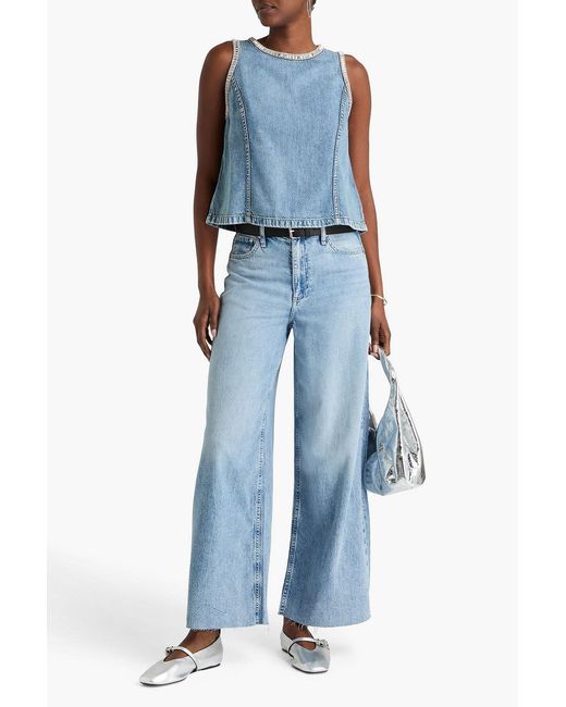 Rag & Bone Blue Crystal-Embellished Denim Top