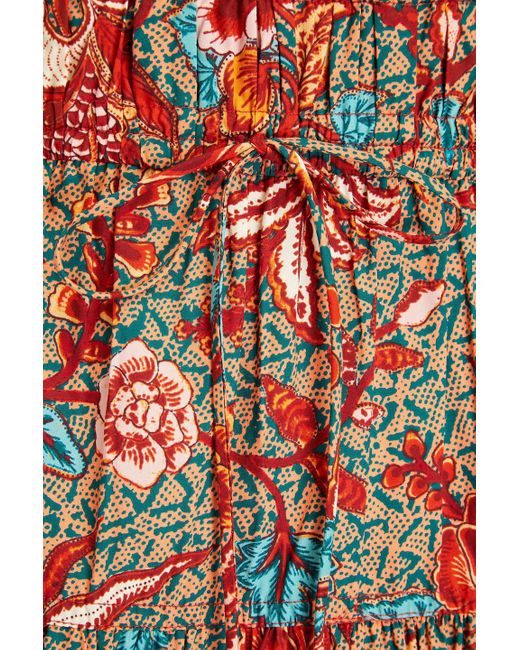 Ulla Johnson Red Lisbet Floral-print Cotton-poplin Midi Dress