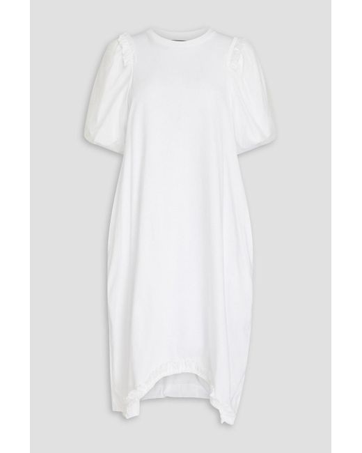Simone Rocha White Kleid aus baumwoll-jersey mit rüschen und tüllbesatz