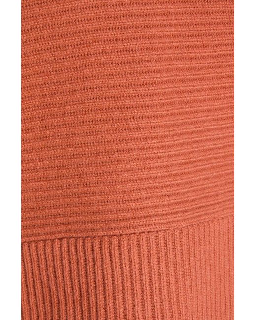 Brunello Cucinelli Orange Bead-embellished Ribbed Cashmere Turtleneck Sweater