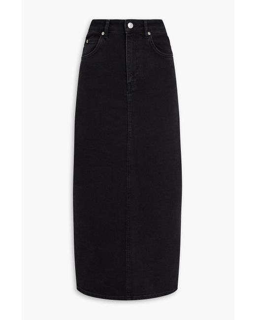 Maje Black Denim Midi Skirt