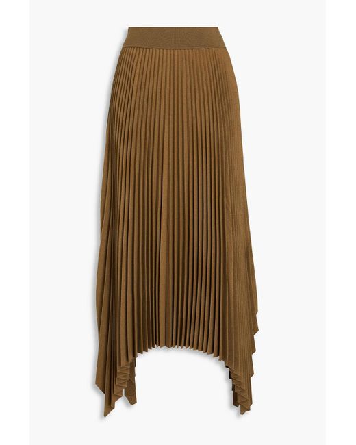 Joseph Natural Asymmetric Plissé Wool-blend Flannel Maxi Skirt