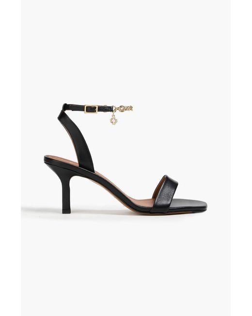 Maje White Chain-Embellished Leather Sandals