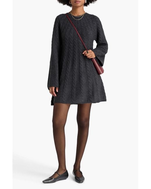 Loulou de Saison Black Blasse Cable-Knit Cashmere Mini Dress