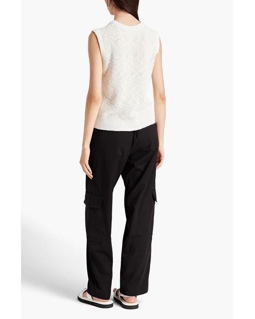 Samsøe & Samsøe White Ribbed Cotton And Linen-blend Vest