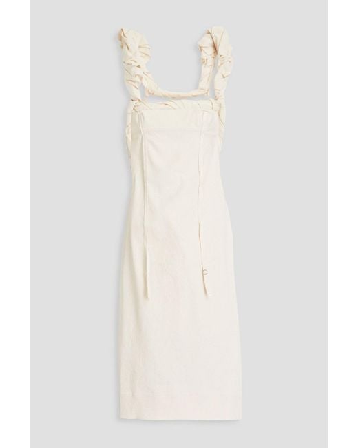Jacquemus White Crema Twisted Cotton-piqué Dress
