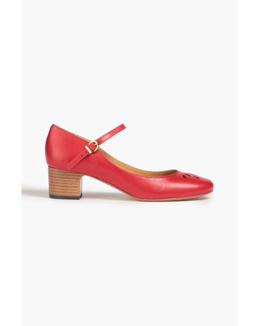 A.P.C. Red Babies Rania Cutout Leather Mary Jane Pumps