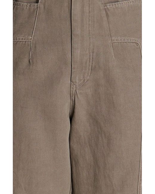 Gentry Portofino Natural Cotton And Linen-blend Canvas Tapered Pants