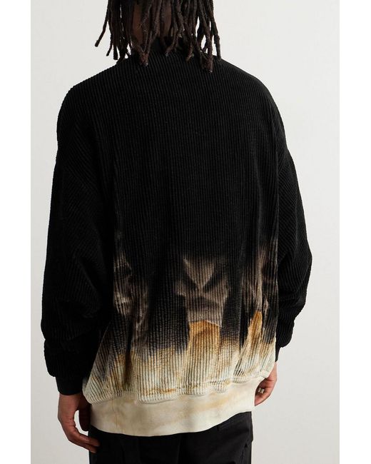 Rick Owens Black Oversized Printed Cotton-Corduroy Bomber Jacket for men