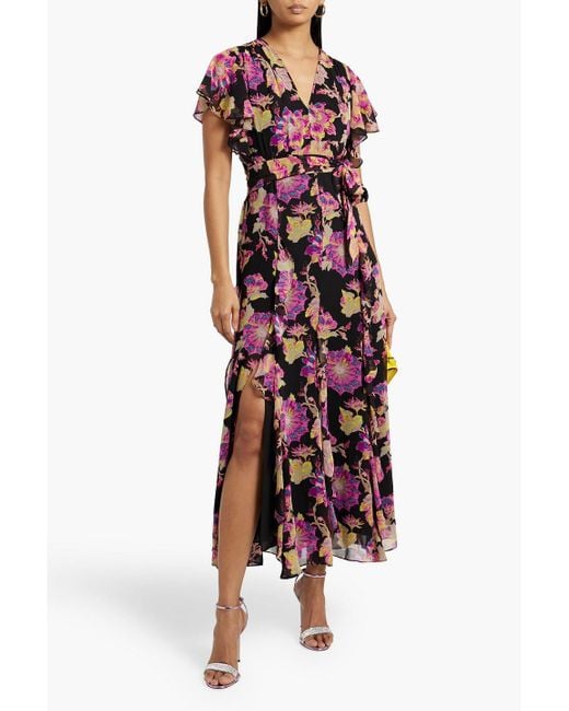 Diane von Furstenberg Purple Bleuet Ruffled Floral-print Chiffon Maxi Dress