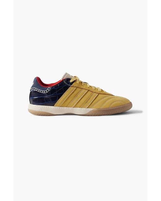 Adidas Originals Blue Wales Bonner Samba Millennium Paneled Suede And Croc-Effect Leather Sneakers for men