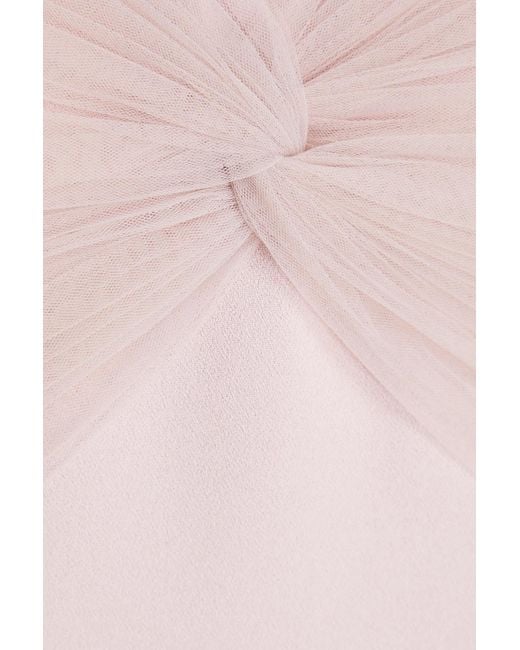 Jenny Packham Pink Crystal-embellished Tulle-paneled Crepe Midi Dress