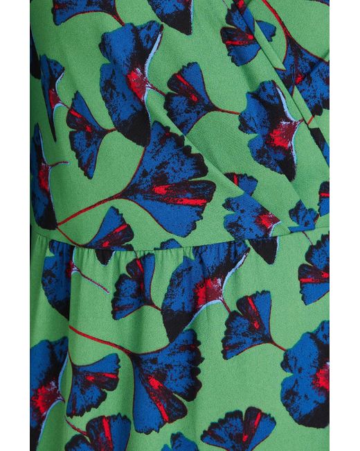 Diane von Furstenberg Green Blade midi-wickelkleid aus crêpe mit floralem print und raffung