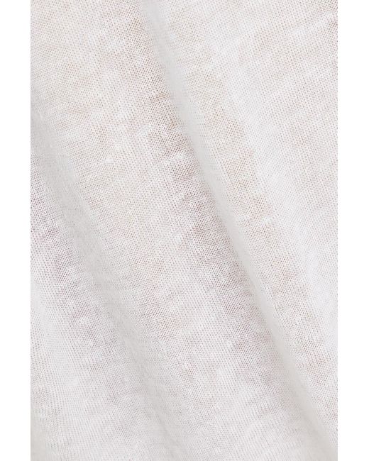 James Perse White Slub Linen-blend Top