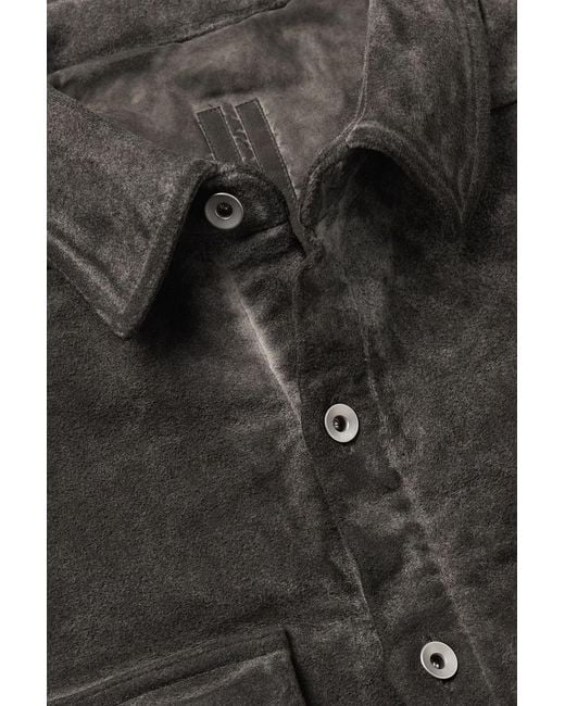 Rick Owens Black Padded Garment-Dyed Cotton-Moleskin Overshirt for men