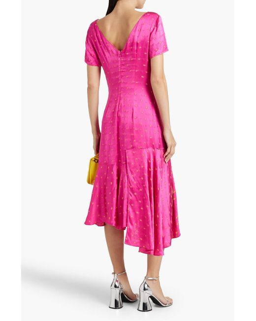 Marni Pink Asymmetric Satin-jacquard Dress