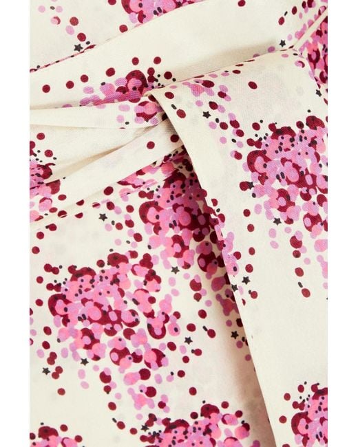 Stella Nova Pink Olene Gathered Crepe De Chine Midi Wrap Dress