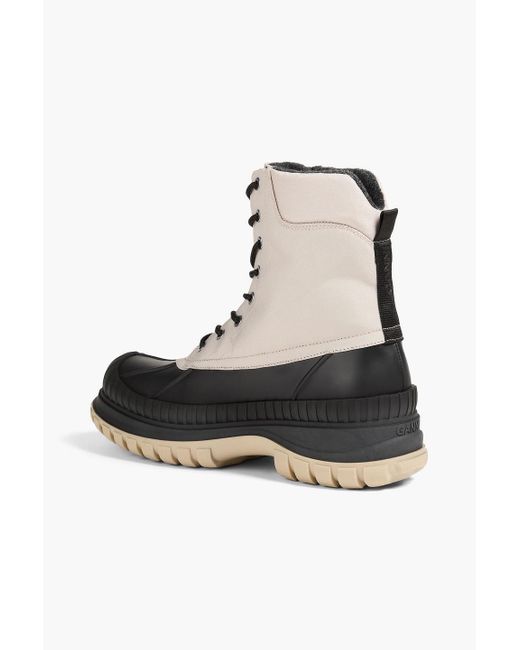 Ganni White Woven And Rubber Hiking Boots