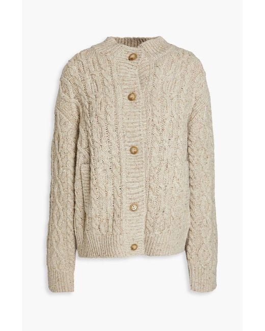 Re/done White Mélange Cable-knit Wool-blend Cardigan