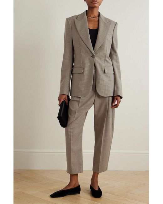Stella McCartney Brown Oversized Houndstooth Wool Blazer