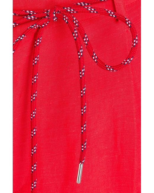 Sandro Red Woven Wide-leg Pants