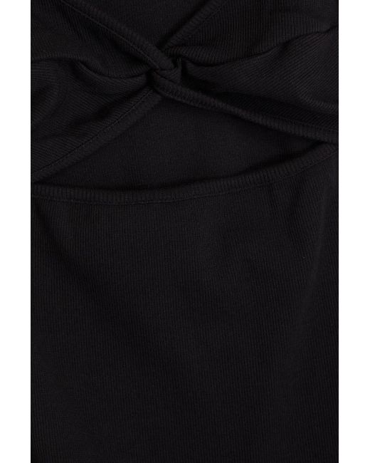 Anna Quan Black Cutout Twisted Ribbed Stretch-cotton Jersey Maxi Dress