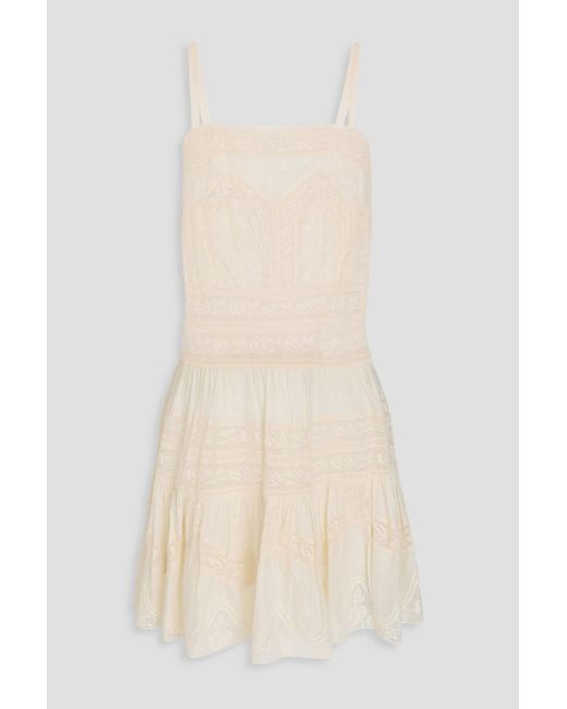 Zimmermann Natural Crocheted Lace-Paneled Cotton-Voile Mini Dress