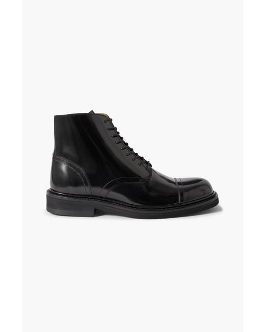 Mr P. Black Jacques Glossed-Leather Boots for men