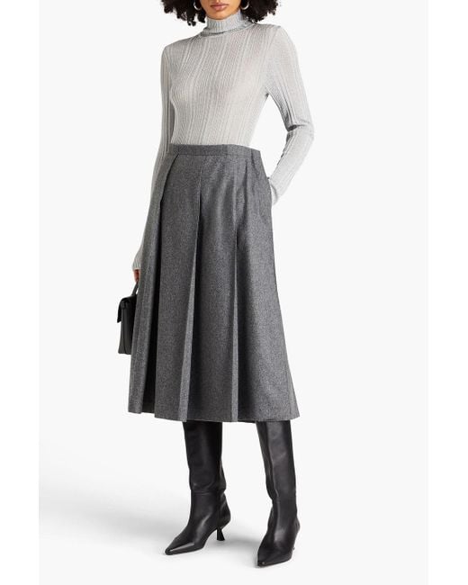 Jil Sander Gray Pleated Wool-blend Midi Wrap Skirt