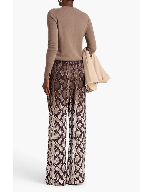 Stella McCartney Brown Snake-Print Satin Straight-Leg Pants
