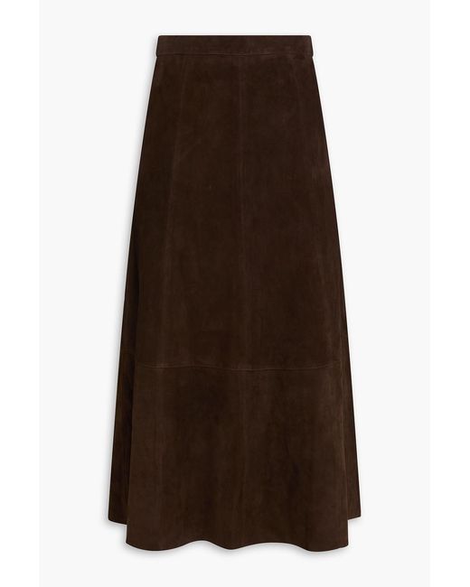 Vince Brown Suede Midi Skirt