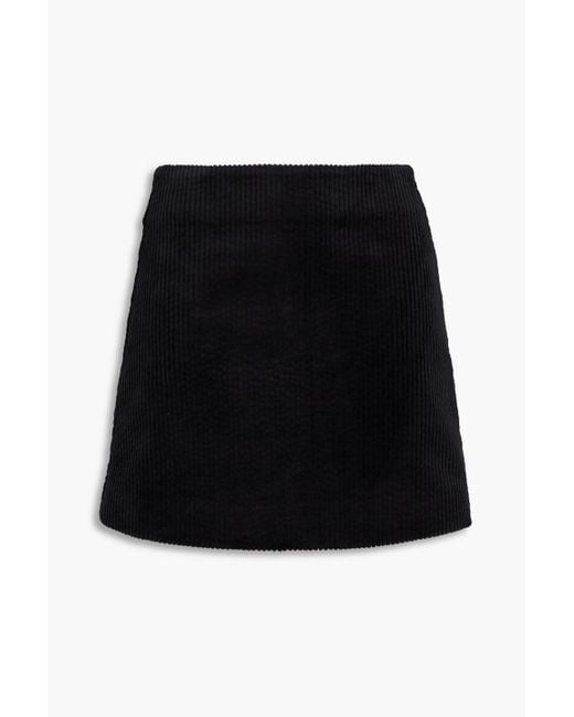 Ganni Black Cotton-blend Corduroy Mini Skirt