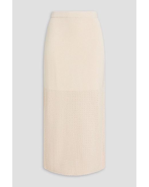 Theory Natural Crochet-knit Pima Cotton Midi Skirt